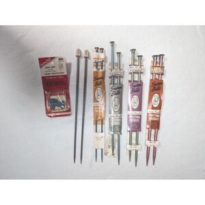 6 Set Susan Bates 10" knitting needle Size 5, 2, 7, 9, 10.5 Stopper Silvalume